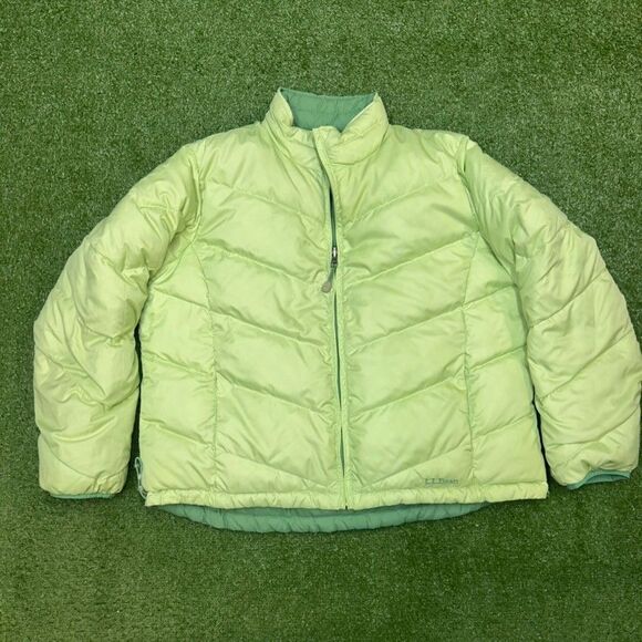 L.L. BEAN Down Jacket Womens Size XL Green Puffer Reversible Outdoors - Picture 7 of 10